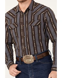Cody James Men's Deluxe Striped Print Long Sleeve Snap Flannel Shirt