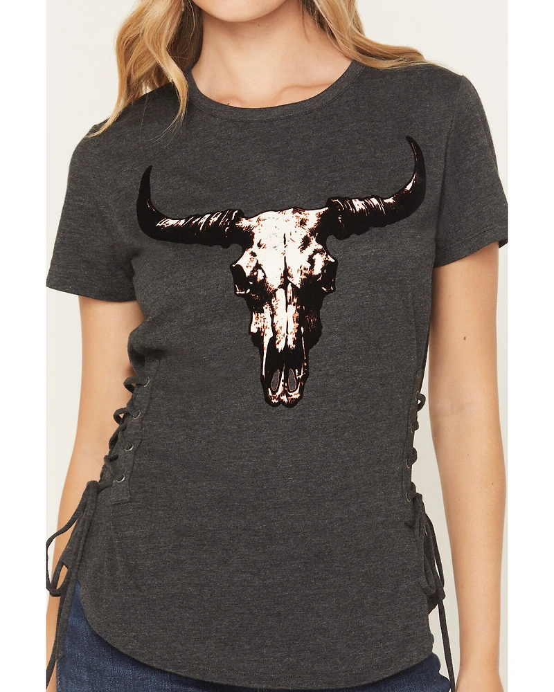Blended Women's Bull Skull Short Sleeve Graphic Tee