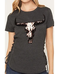 Blended Women's Bull Skull Short Sleeve Graphic Tee