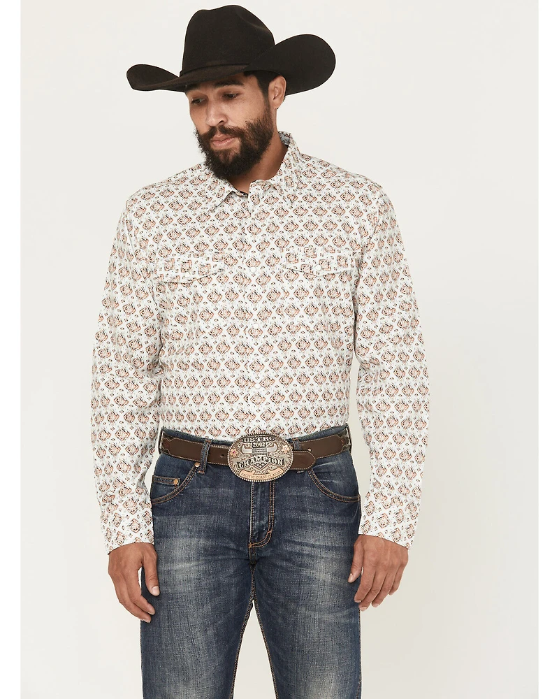 RANK 45® Men's Romans Medallion Print Long Sleeve Snap Performance Western Shirt