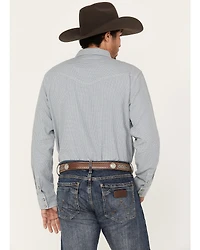 Blue Ranchwear Men's Plaid Print Long Sleeve Western Pearl Snap Shirt