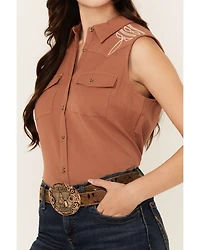 Shyanne Women's Western Embroidered Sleeveless Button-Down Shirt