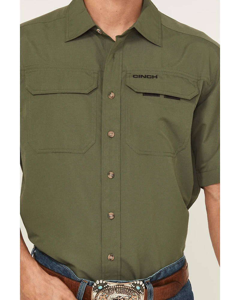 Cinch Men's Solid Short Sleeve Button-Down Performance Stretch Western Shirt
