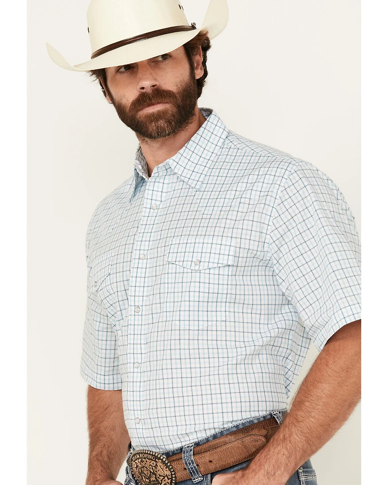 Wrangler Men's Plaid Print Short Sleeve Snap Western Shirt