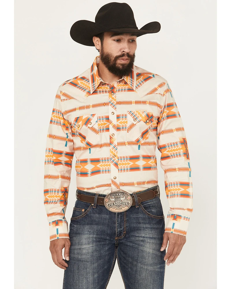 Rock & Roll Denim Men's Southwestern Long Sleeve Snap Stretch Western Shirt