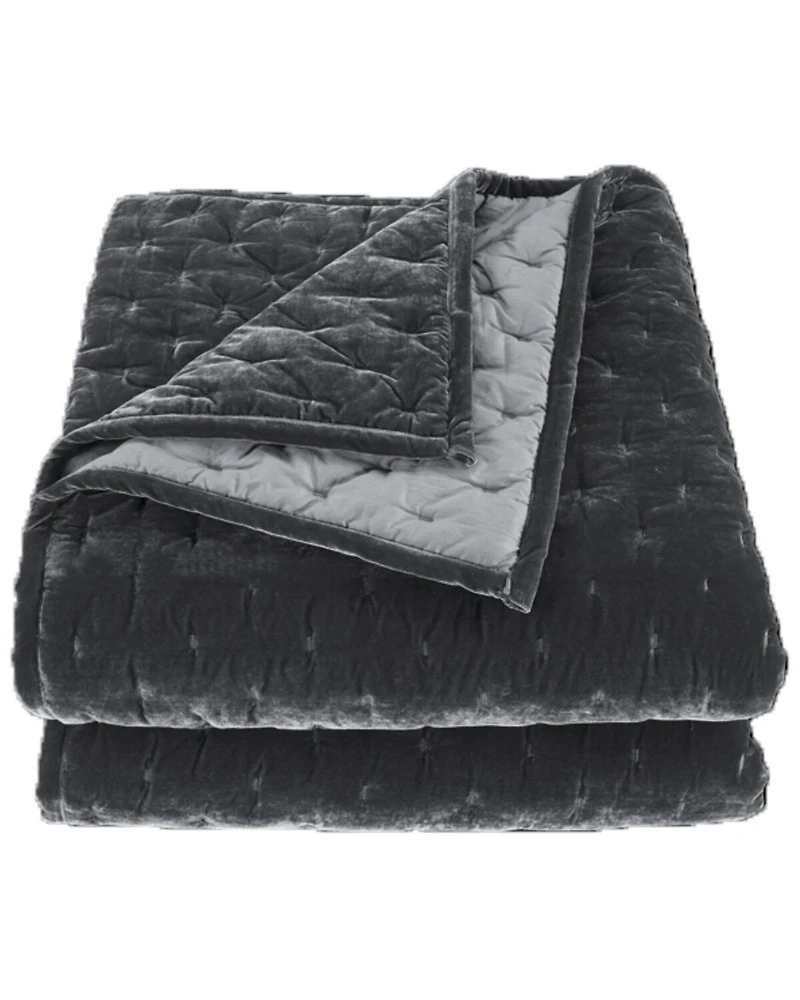 HiEnd Accents Slate Stella Faux Silk Velvet 3-Piece Queen Quilt Set