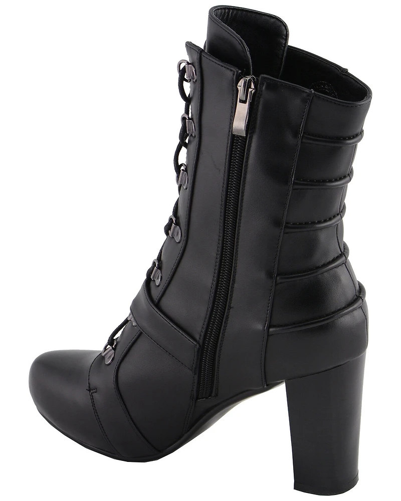 Milwaukee Leather Women's Block Heel Lace Front Boots - Round Toe