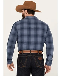 Blue Ranchwear Men's Lander Plaid Print Long Sleeve Western Snap Shirt