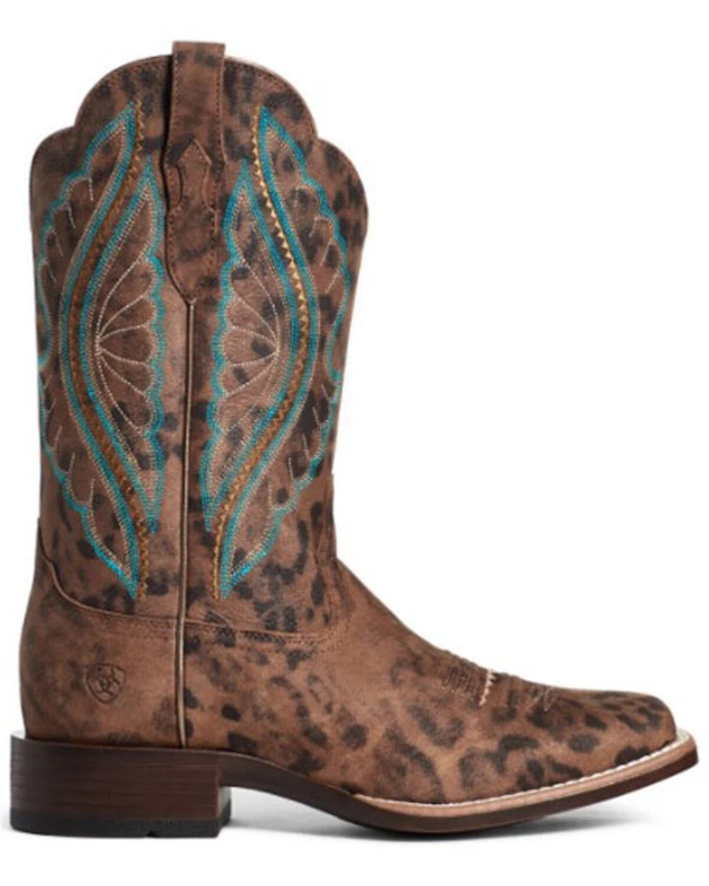 Ariat Women's Leopard Primetime Western Performance Boots - Broad Square Toe