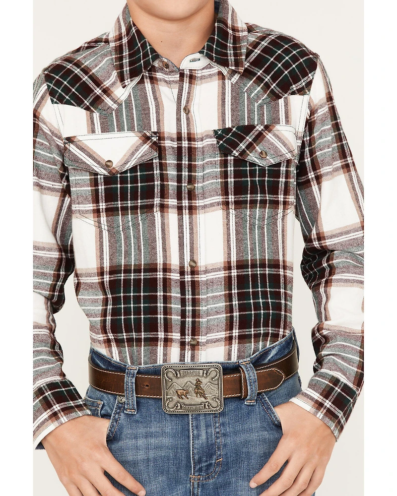 Cody James Boys' Plaid Print Long Sleeve Button-Down Flannel Shirt