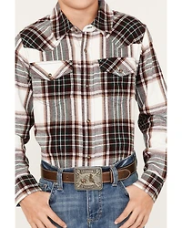 Cody James Boys' Plaid Print Long Sleeve Button-Down Flannel Shirt