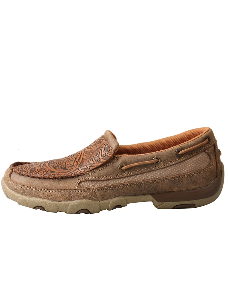 Twisted X Women's Tooled Slip-On Driving Moc Shoes - Toe