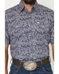 Ely Walker Men's Floral Print Short Sleeve Pearl Snap Western Shirt