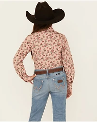 Ariat Girls' Floral Print Long Sleeve Snap Western Shirt