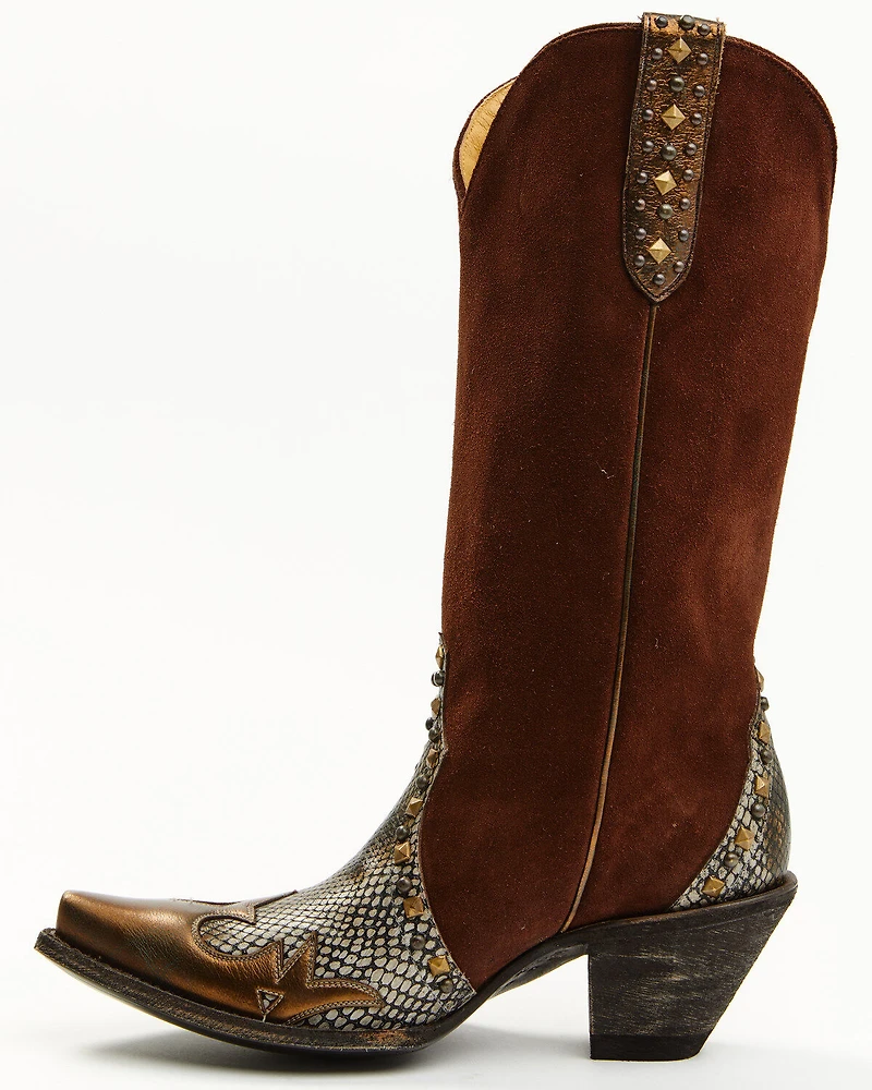 Idyllwind Women's Leap Snake Suede Leather Western Boots - Snip Toe