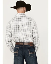 George Strait by Wrangler Men's Plaid Print Long Sleeve Button-Down Stretch Western Shirt