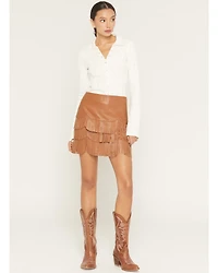 Idyllwind Women's Irene Fringe Faux Leather Skirt