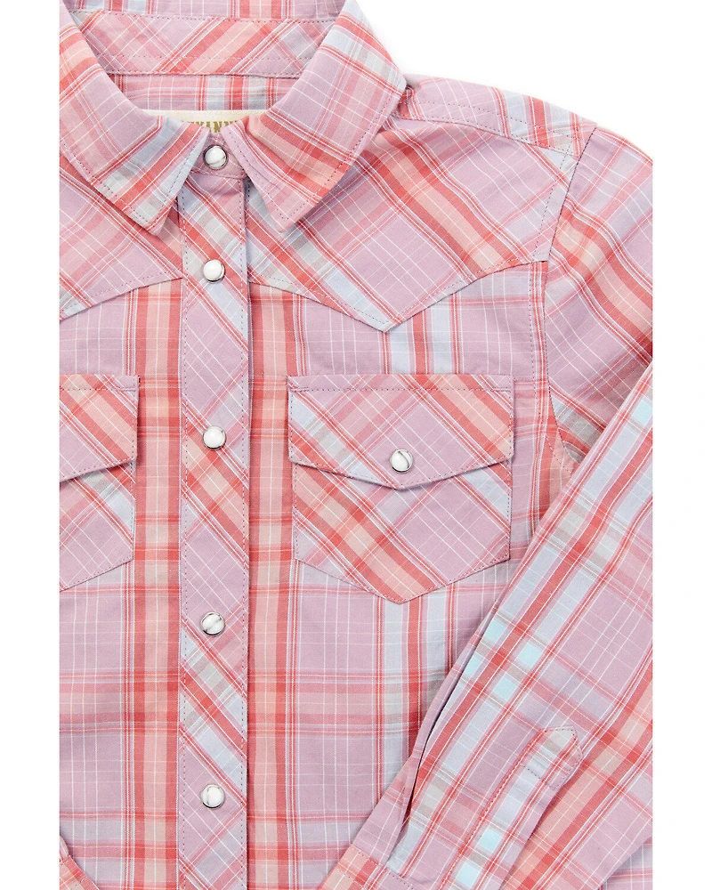 Shyanne Toddler Girls' Plaid Print Long Sleeve Snap Western Shirt