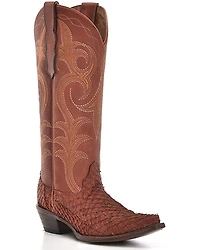 Circle G Women's Exotic Pirarucu Western Boots - Snip Toe