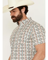 RANK 45® Men's Westgate Abstract Geo Print Short Sleeve Button-Down Stretch Western Shirt