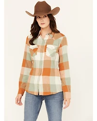 Wrangler Retro Women's Boot Barn Exclusive Plaid Print Long Sleeve Pearl Snap Flannel Shirt
