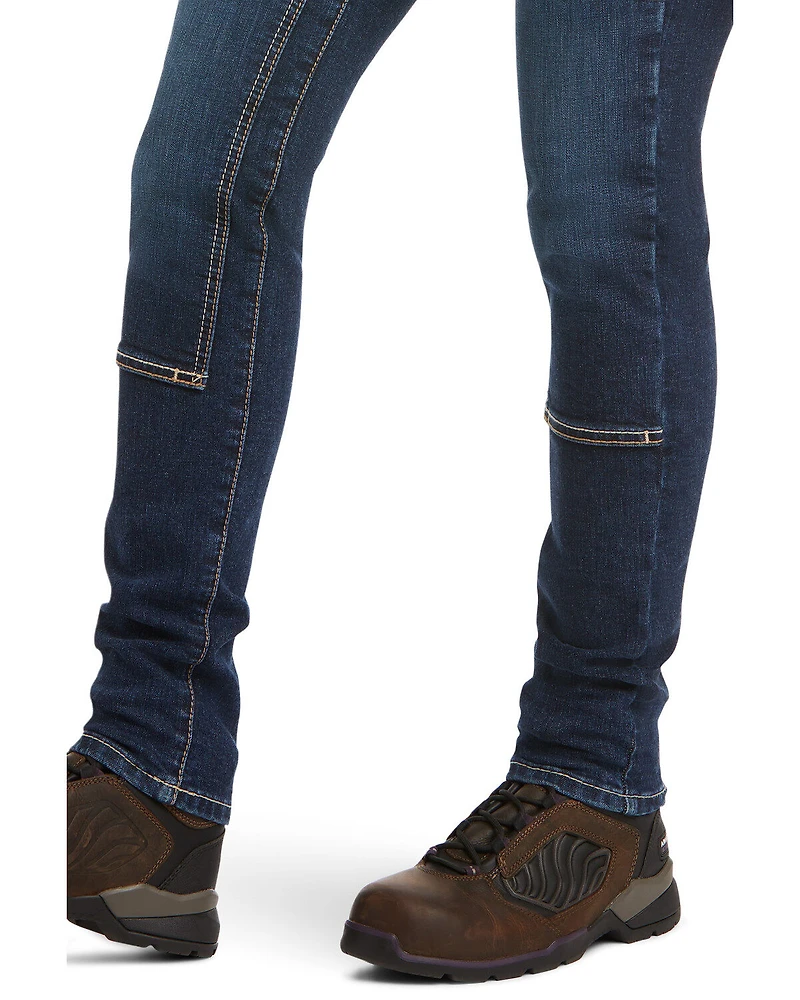 Ariat Women's Rebar Camden Medium Wash Flex Riveter Double Front Slim Leg Work Jeans