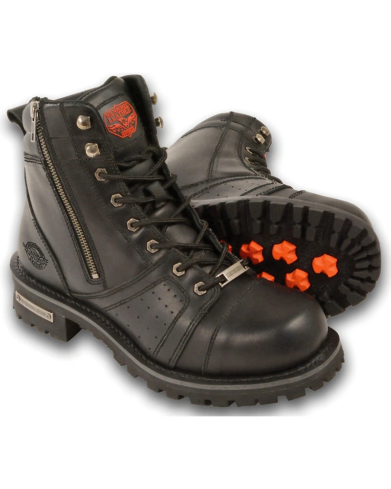 Milwaukee Leather Men's Lace To Toe Boots - Round