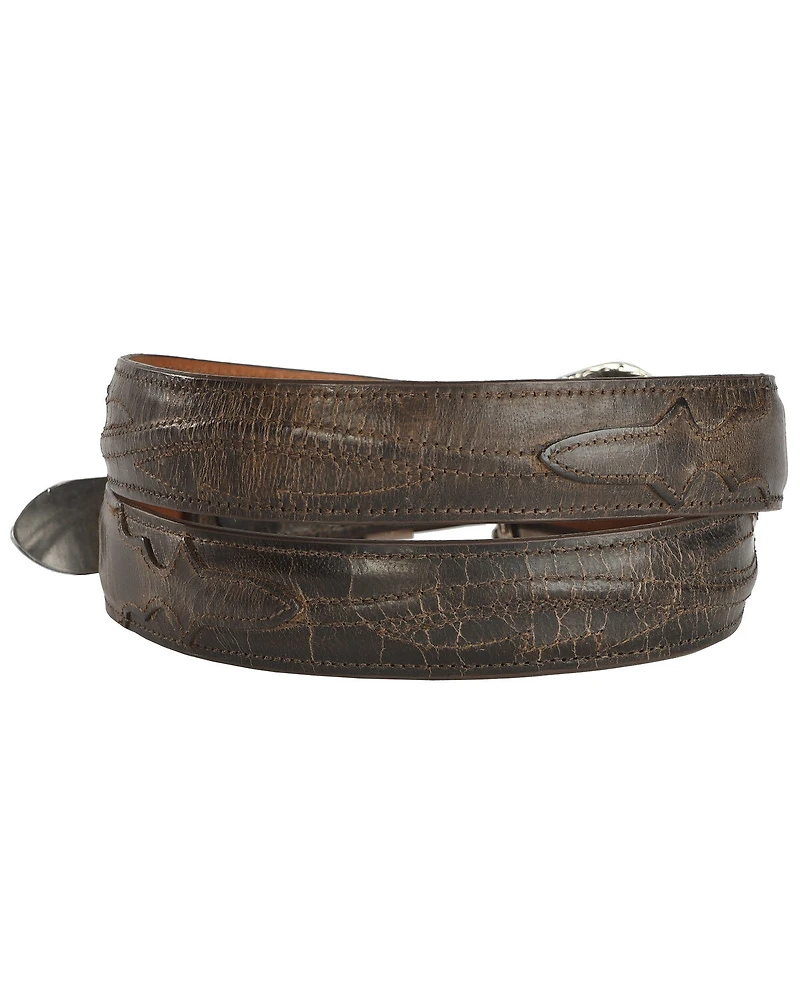 Lucchese Men's Brown Burnished Goat Seville Stitch Leather Belt