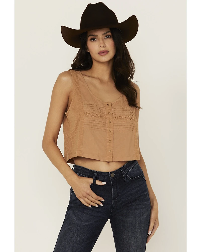 Cleo + Wolf Women's Brighton Cropped Pintuck Tank