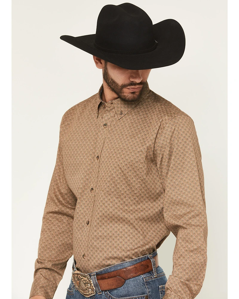 Cody James Men's Big Deal Geo Print Long Sleeve Button-Down Stretch Western Shirt