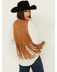 Vocal Women's Rhinestone Cropped Faux Suede Vest