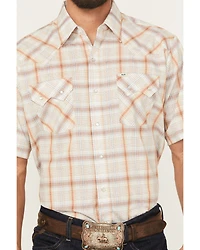 Ely Walker Men's Plaid Print Short Sleeve Snap Western Shirt