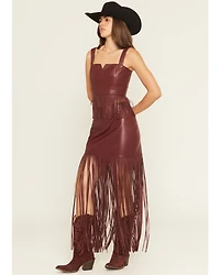 Idyllwind Women's Payson Faux Leather Fringe Maxi Skirt