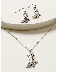 Shyanne Women's Cowgirl Boot Pendant Necklace & Earring Set
