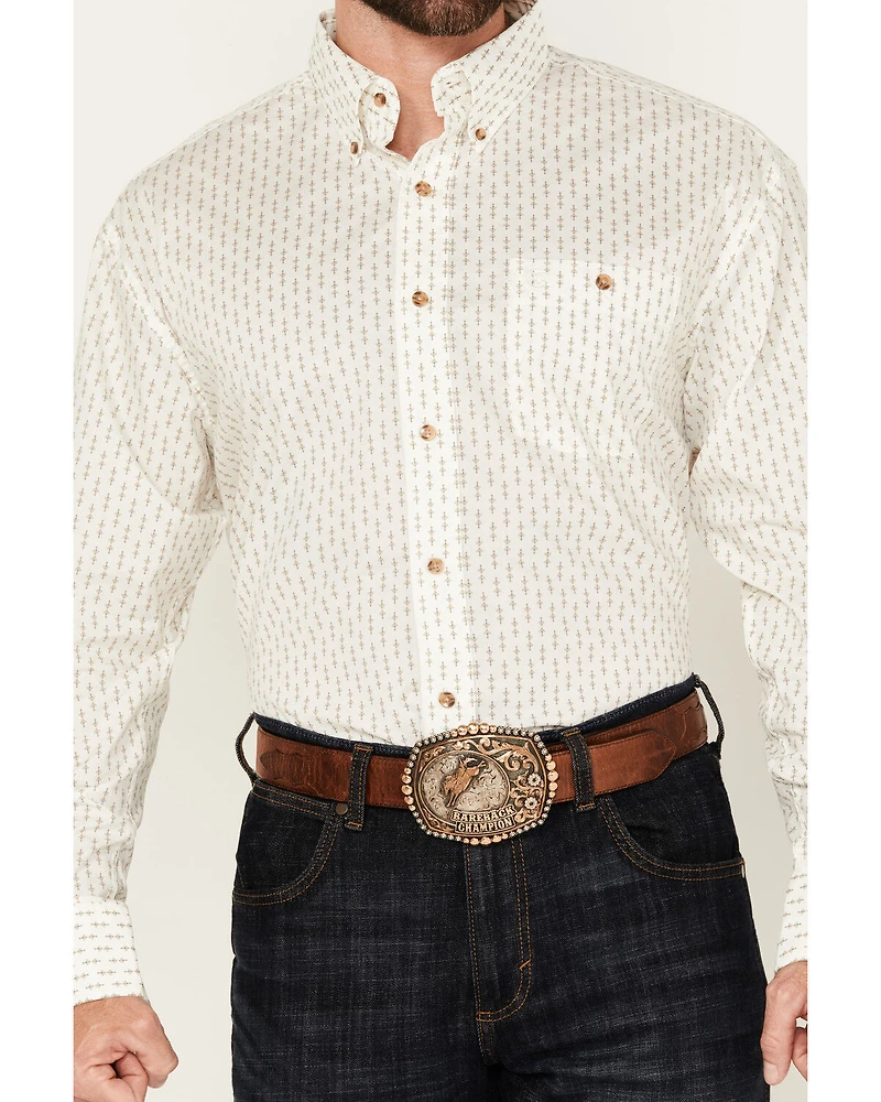 Wrangler Men's Classics Geo Print Long Sleeve Button-Down Western Shirt