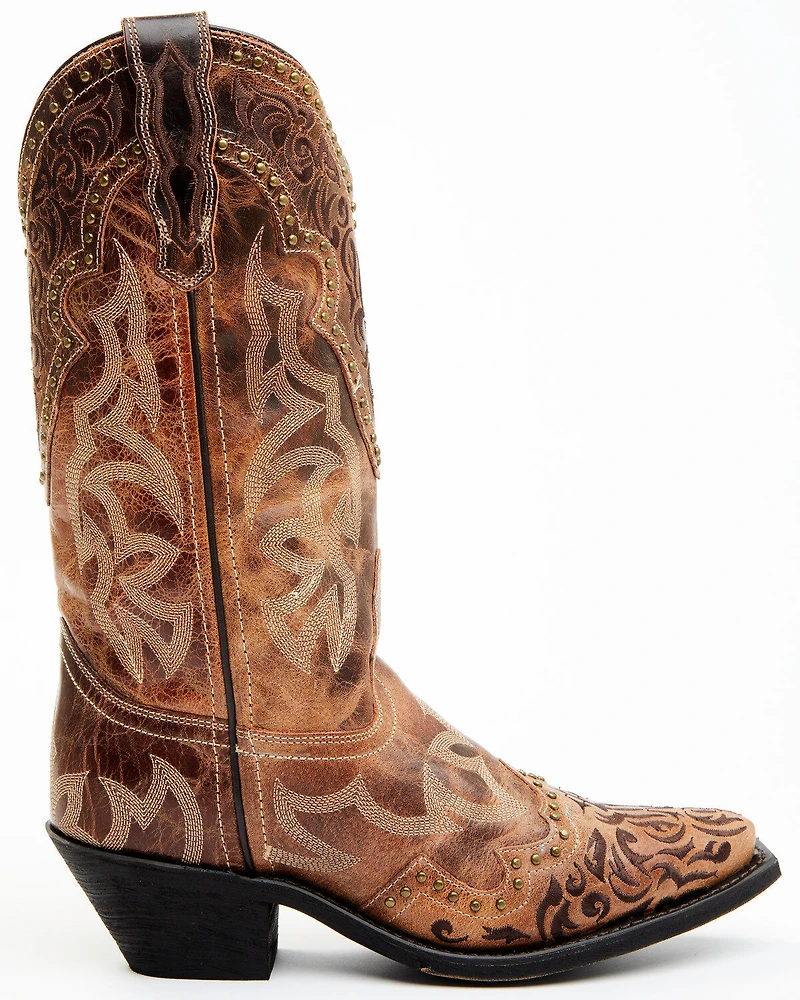 Laredo Women's Braylynn Studded Leather Western Performance Boots - Snip Toe