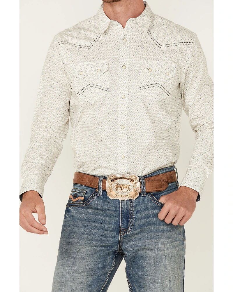 Cody James Men's Crackle Southwestern Geo Print Long Sleeve Snap Western Shirt