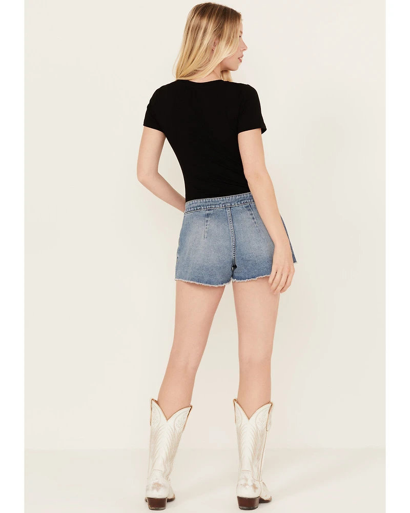 Shyanne Women's Light Wash Super High Rise Pull On Shorts