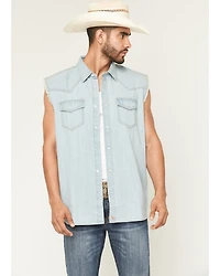 Cody James Men's Light Wash Frosty Sleeveless Snap Denim Bubba