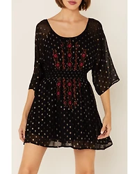 Shyanne Women's Smocked Southwestern Floral Embroidered Mini Dress