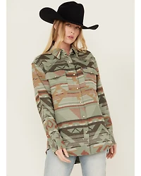 Wrangler Retro Women's Southwestern Long Sleeve Pearl Snap Western Shirt