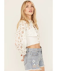 Miss Me Women's Lace Long Sleeve Button-Down Shirt
