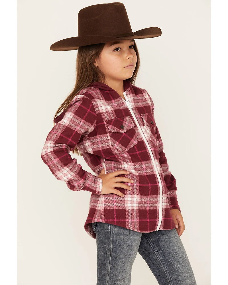 Shyanne Girls' Port Plaid Print Long Sleeve Zip Flannel Shacket