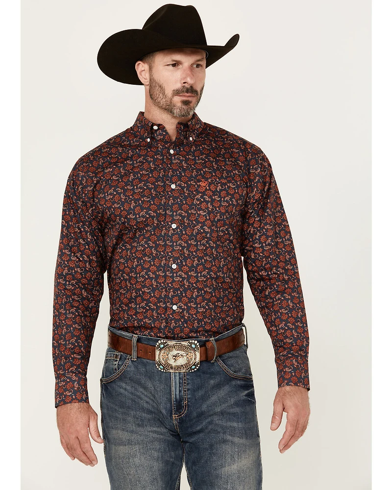 Ariat Men's Wrinkle Free Iman Paisley Print Long Sleeve Button-Down Western Shirt - Tall