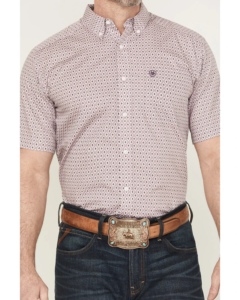 Ariat Men's Rafael Wrinkle Free Geo Print Short Sleeve Button-Down Western Shirt