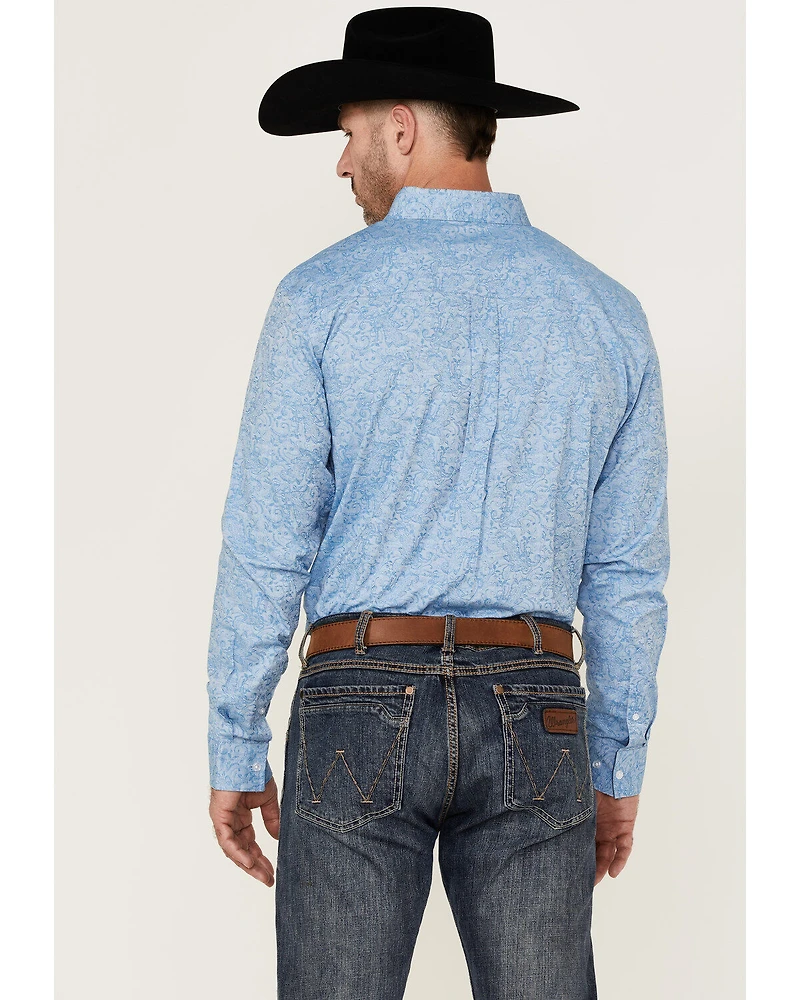 RANK 45® Men's Floater Paisley Print Long Sleeve Button-Down Western Shirt
