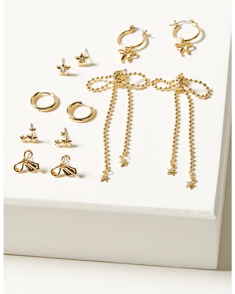 Shyanne Women's Bow And Star Earring Set - 6 Piece