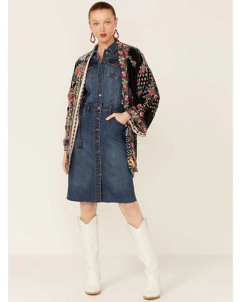 Johnny Was Women's Multicolored Rose Burnout Talullah Reversible Kimono