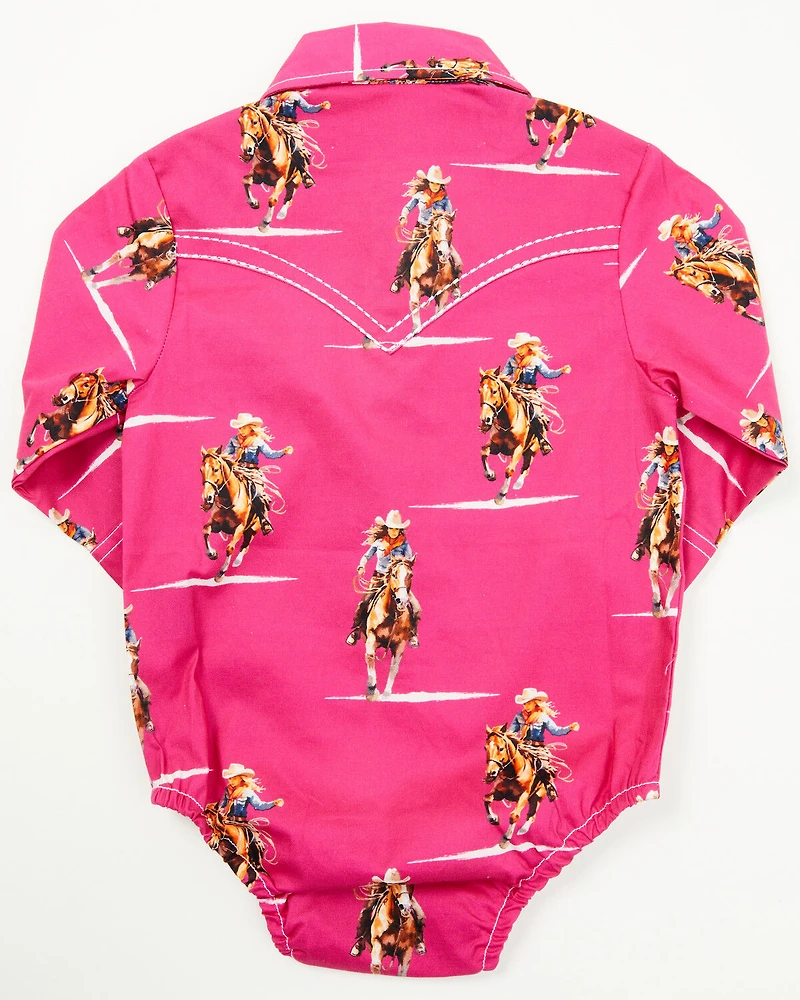 Cowgirl Hardware Infant Girls' Print Long Sleeve Snap Onesie