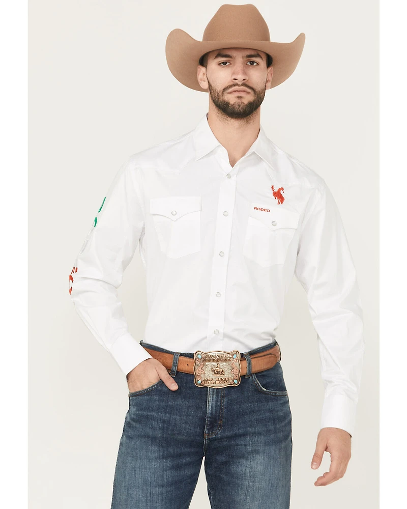 Rodeo Clothing Men's Boot Barn Exclusive Mexico Solid Long Sleeve Pearl Snap Western Shirt
